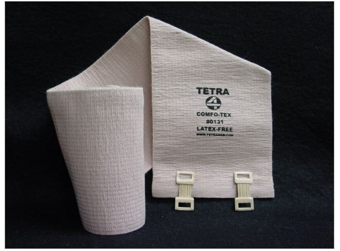 Comfo-Tex Elastic Bandage, 4" x 5 yd, with Clips, Latex-Free, 12/Box