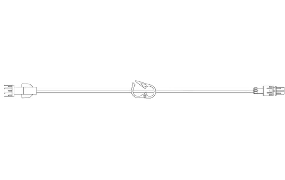 MaxGuard LF IV Extension Set, 7-1/2" Spin Male Luer Lock, Pinch Clamp, Non-DEHP, Sterile, 50/Case