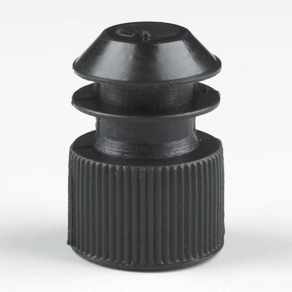 Globe Scientific Flange Plug Cap, Polyethylene, Black, 12mm, 1000/Bag