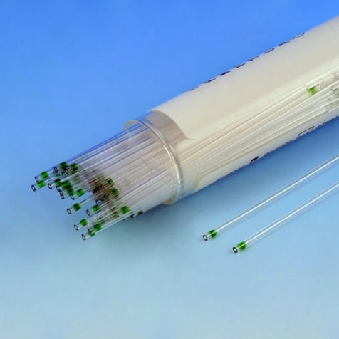 Globe Scientific Microhematocrit Ammonium Heparin Capillary Tube, Plastic, Green Tip, Non-Sterile, 75 x 0.05 mm, 1000/Box