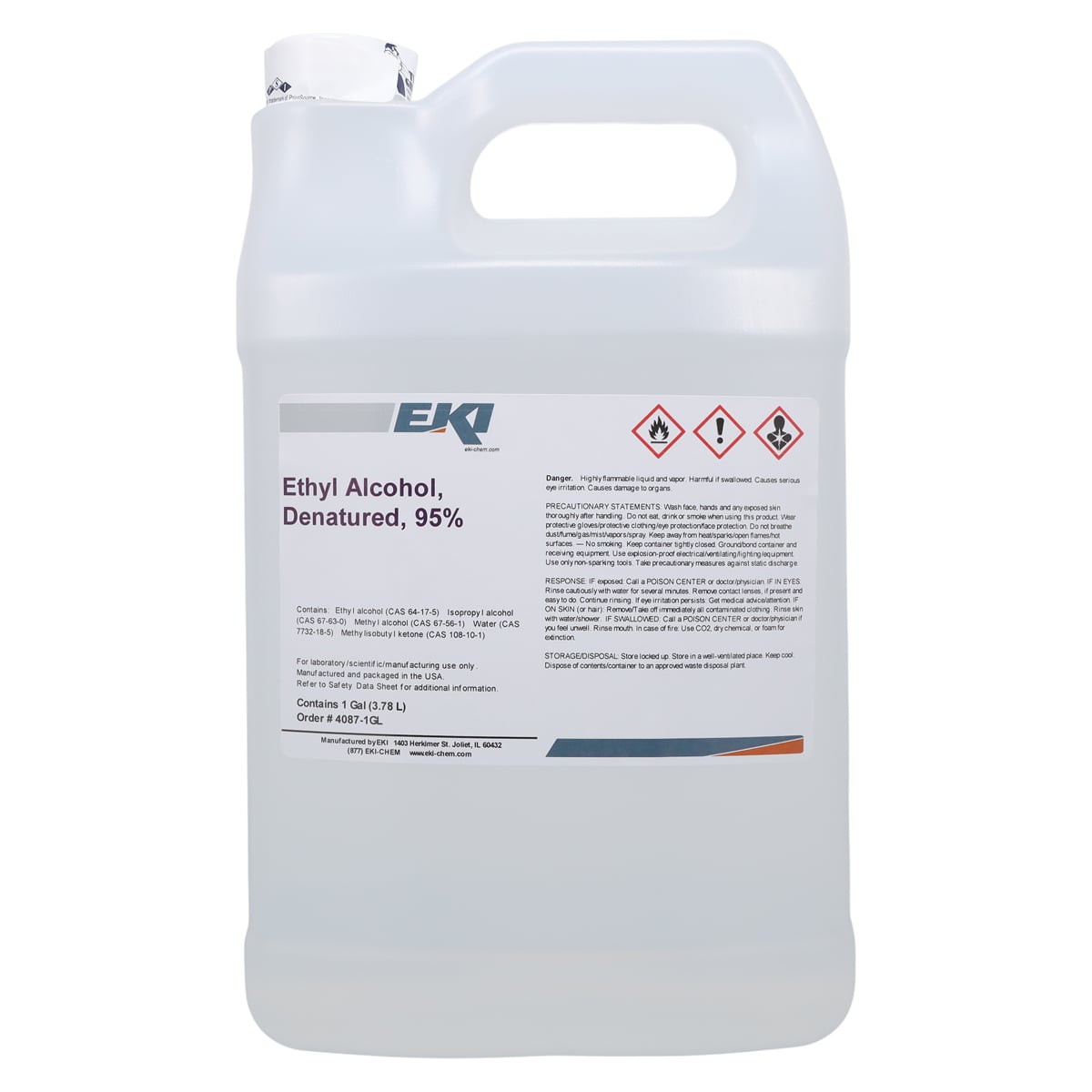 Reagent Denatured Ethyl Alcohol 95%, 1 Gallon, EK Industries