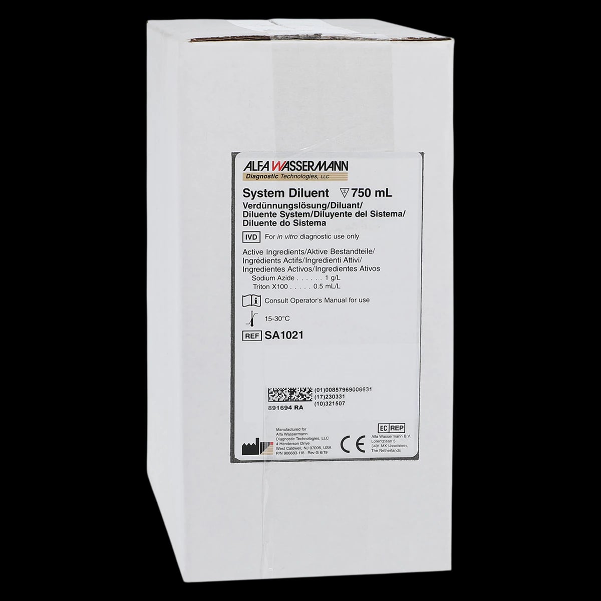 ACE System Diluent, 750 mL, 3/Package