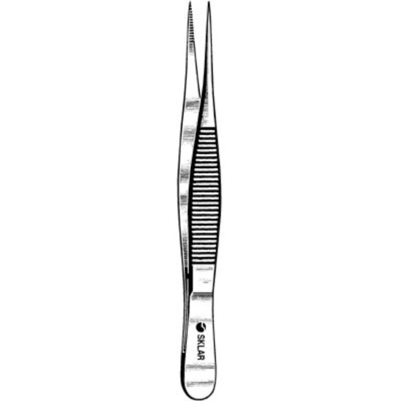 Sklar Instruments Splinter Forceps, Fine Point, Straight, 4-1/2" Stainless Steel, Autoclavable, Each