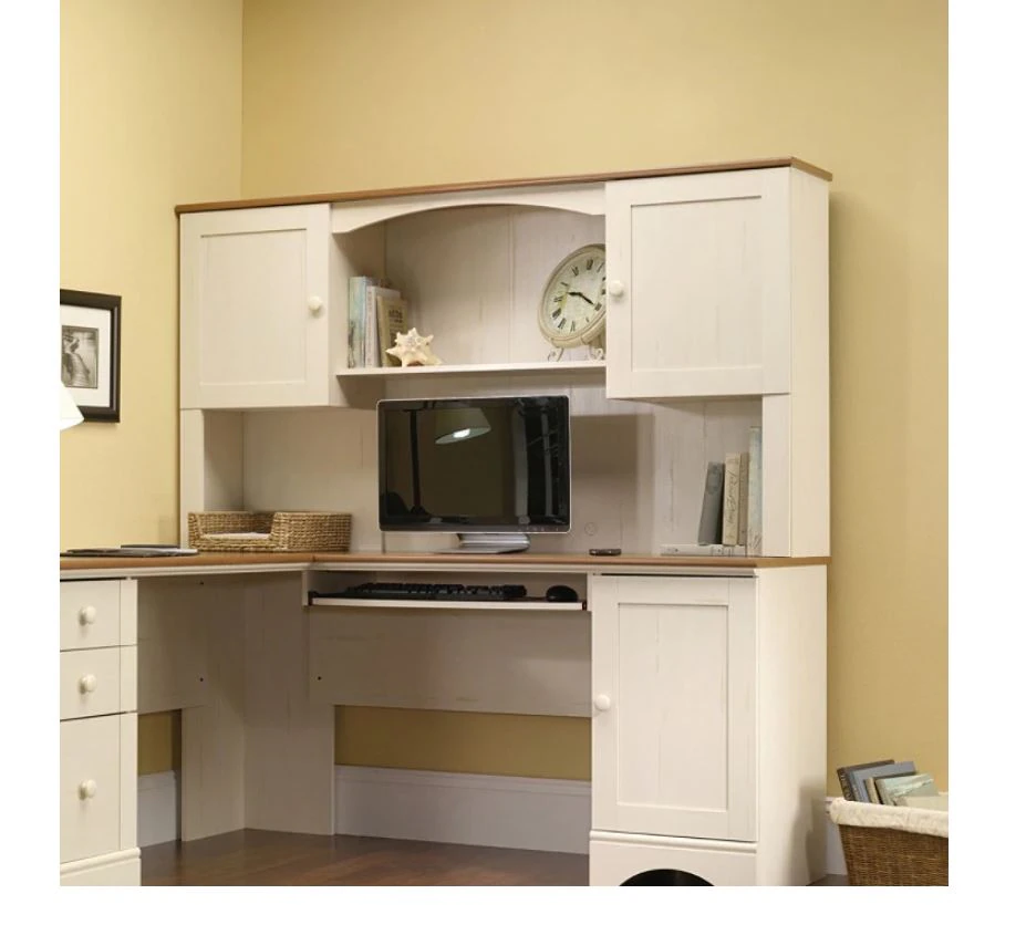 Sauder Harbor View Wood Hutch, Antiqued White, Each