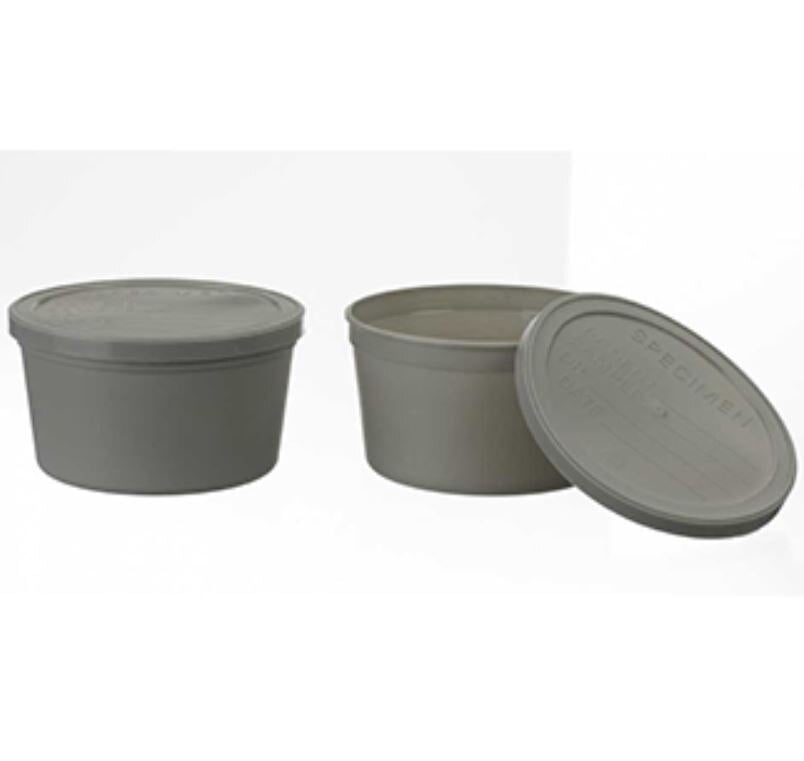 Medegen Laboratory Specimen Container with Lid, 8 oz, Gray Snap Cap, 250/Case