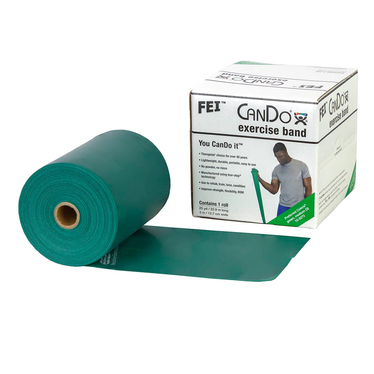 CanDo Exercise Band, 25 yd Roll, Green (Medium Resistance)