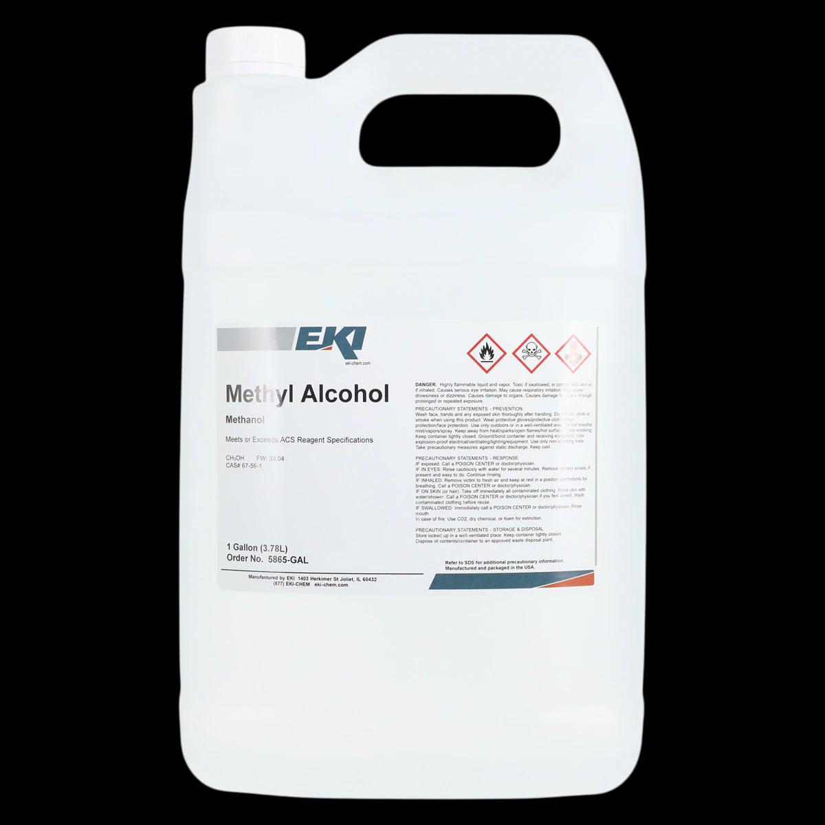 Methanol Reagent, Purified, 1 Gallon, Clear/Colorless, Each