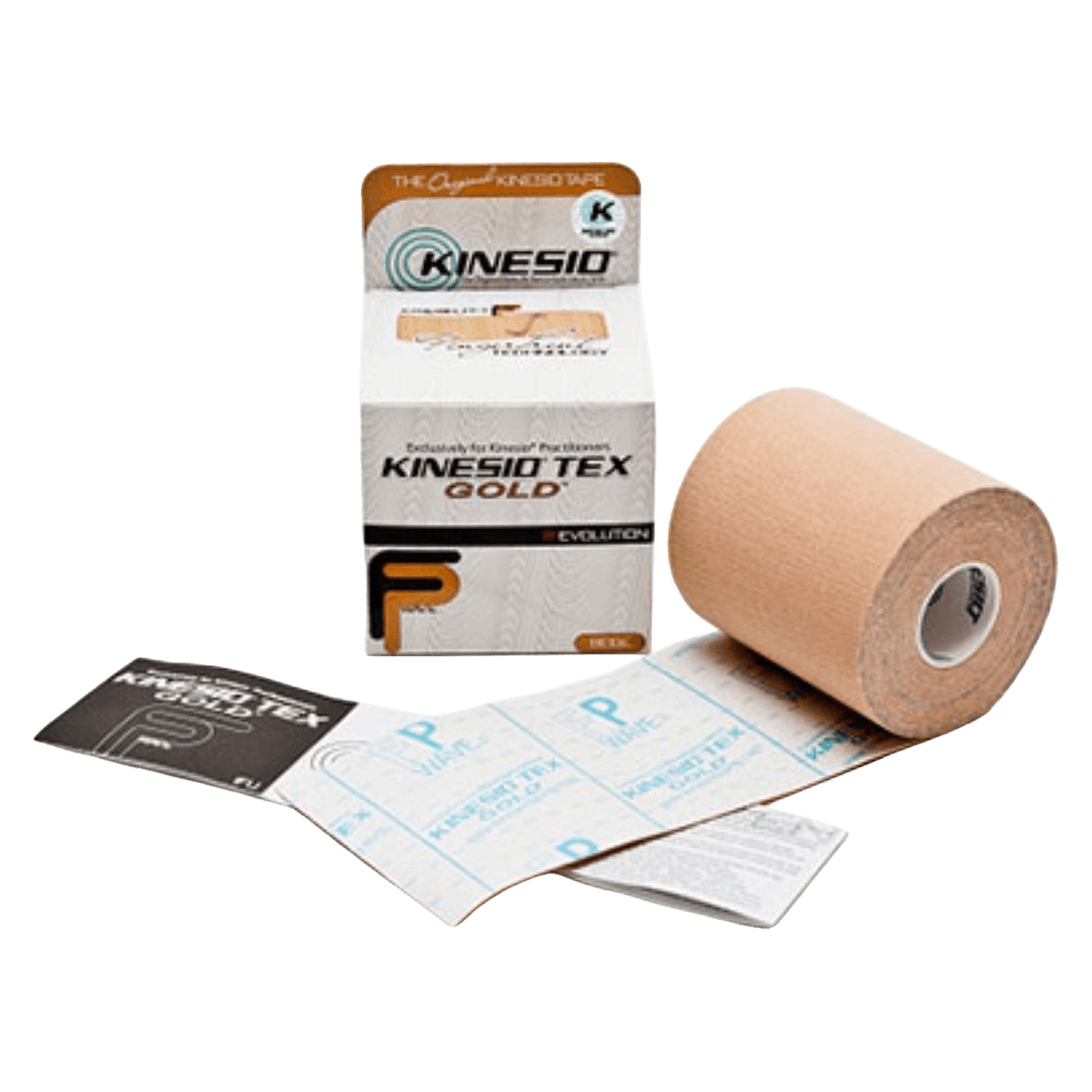 Kinesio Tex Gold Kinesiology Tape, Cotton, 3" x 5.5 yd, Beige, Non-Sterile, Latex-Free, Each