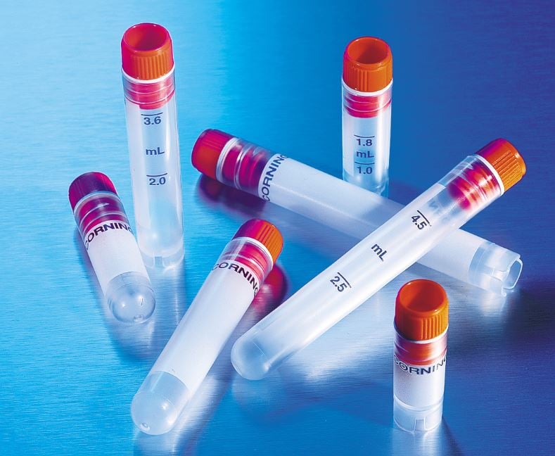 Corning Cryogenic Vial, Polypropylene, 5mL, Internal Thread, Round Bottom, Self-Standing, Sterile, 500/Case