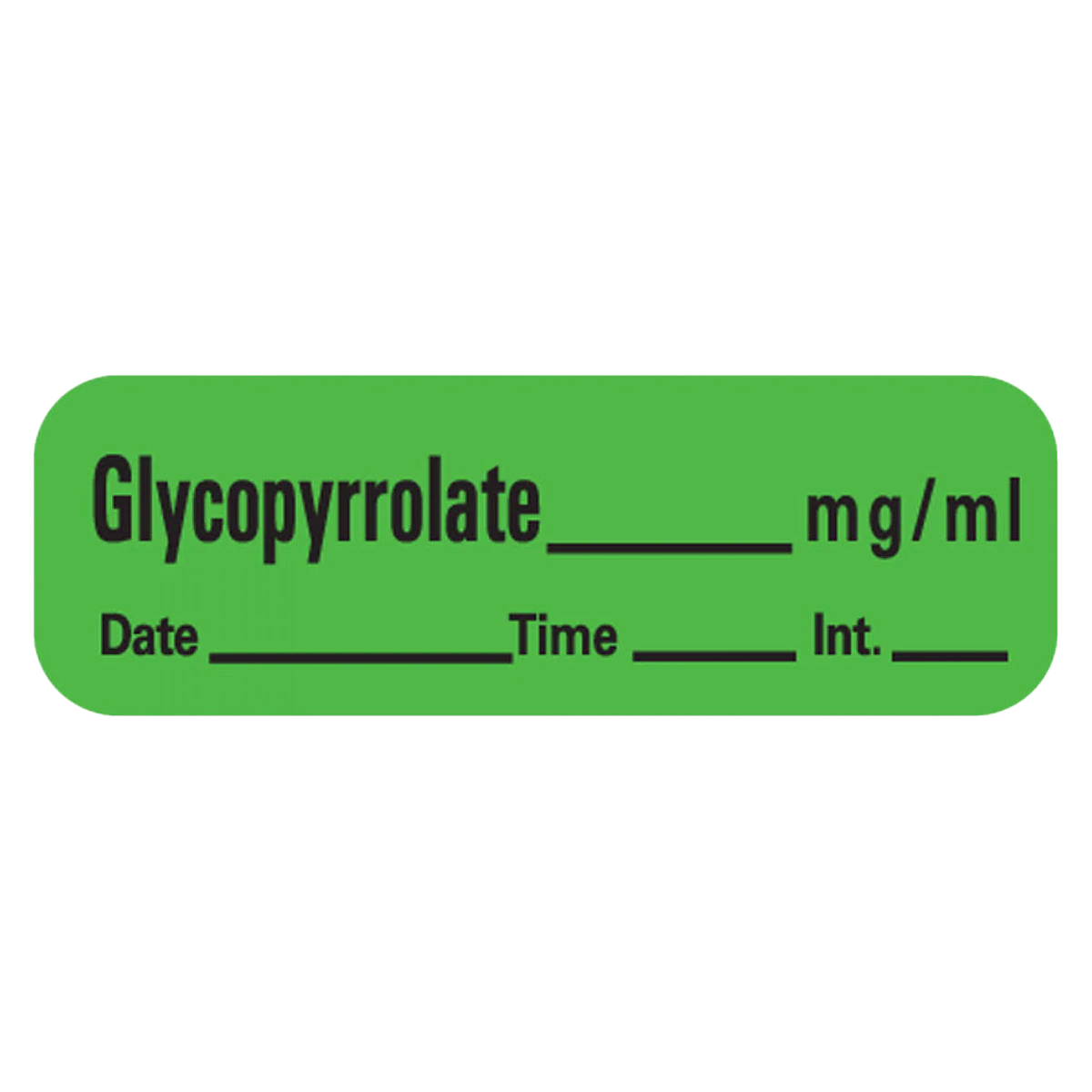 Precision Dynamics Glycopyrrolate Label, 1.5" x 0.5", Green, 600/Roll