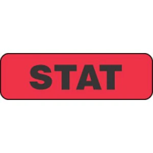 Label STAT Adhesive Labels, 1.25" x 3/8", Fluorescent Red, 1000/Roll