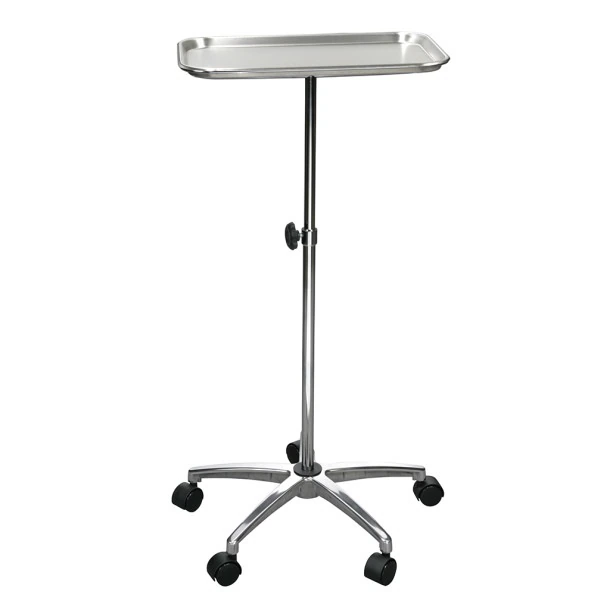 Drive Medical Designs Mayo Instrument Stand, 5-Leg, Adjustable Height 29.5"-47", Removable Stainless Steel Tray 19" x 12.5"
