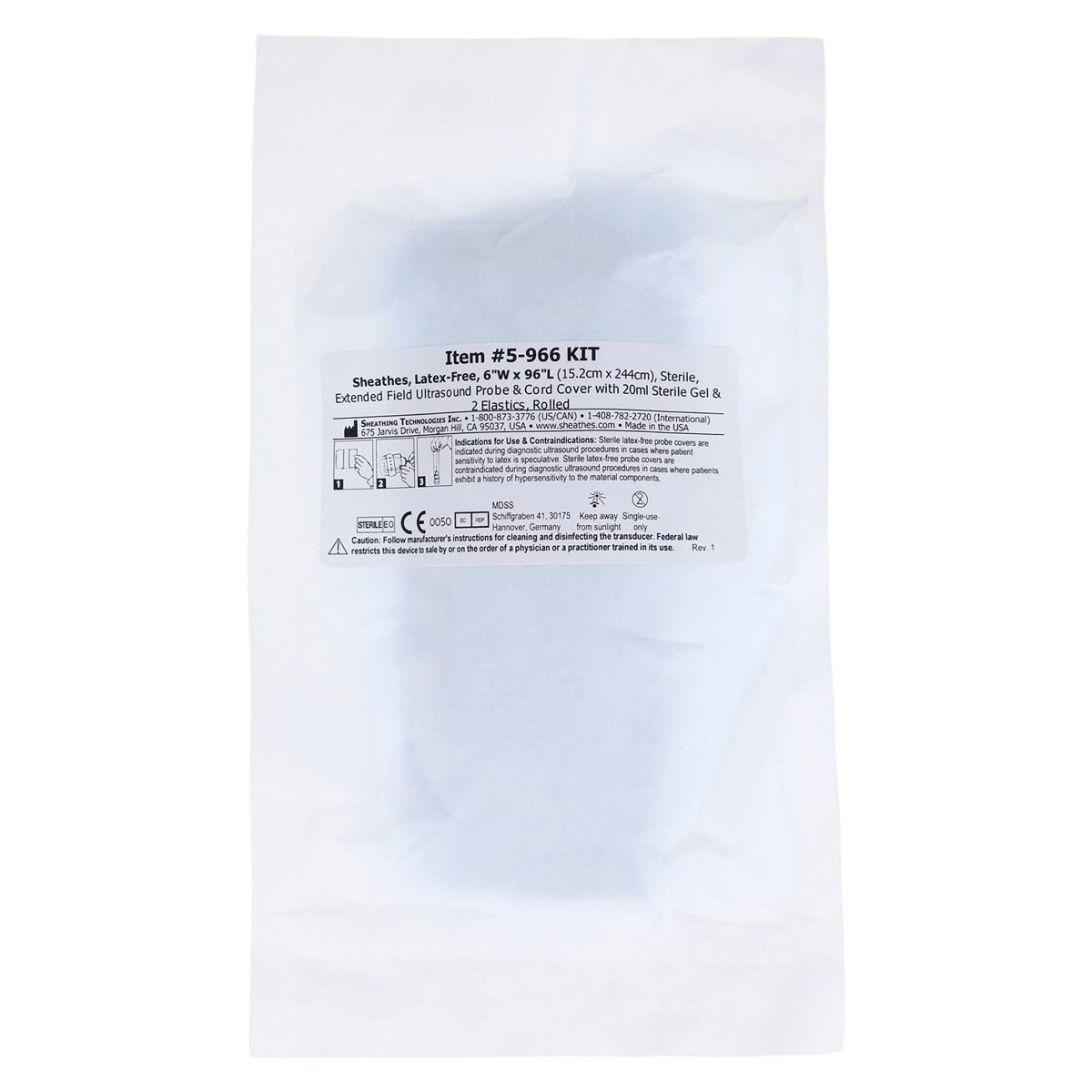 Sheathing Technologies Ultrasound Probe Cover Kit LF, 6 in x 96 in, 30/Case