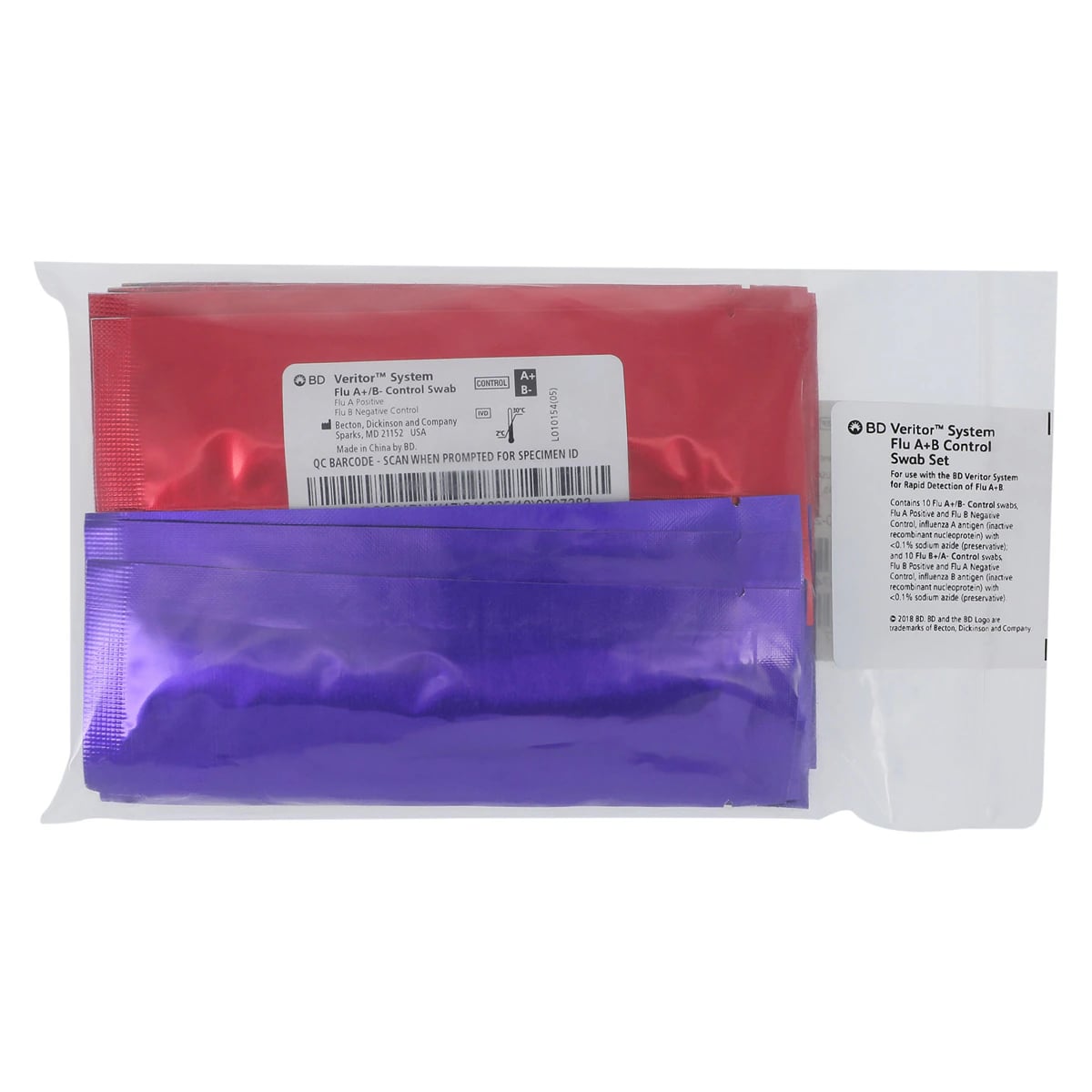 BD Veritor Flu Swab Control A+/B- (Influenza A Positive/B Negative Control Swabs), 10 Count