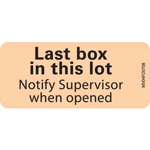 Precision Dynamics Lab Communication Label "Last Box In Lot" Fluorescent Orange, 2-1/4" x 7/8", 1000/Package