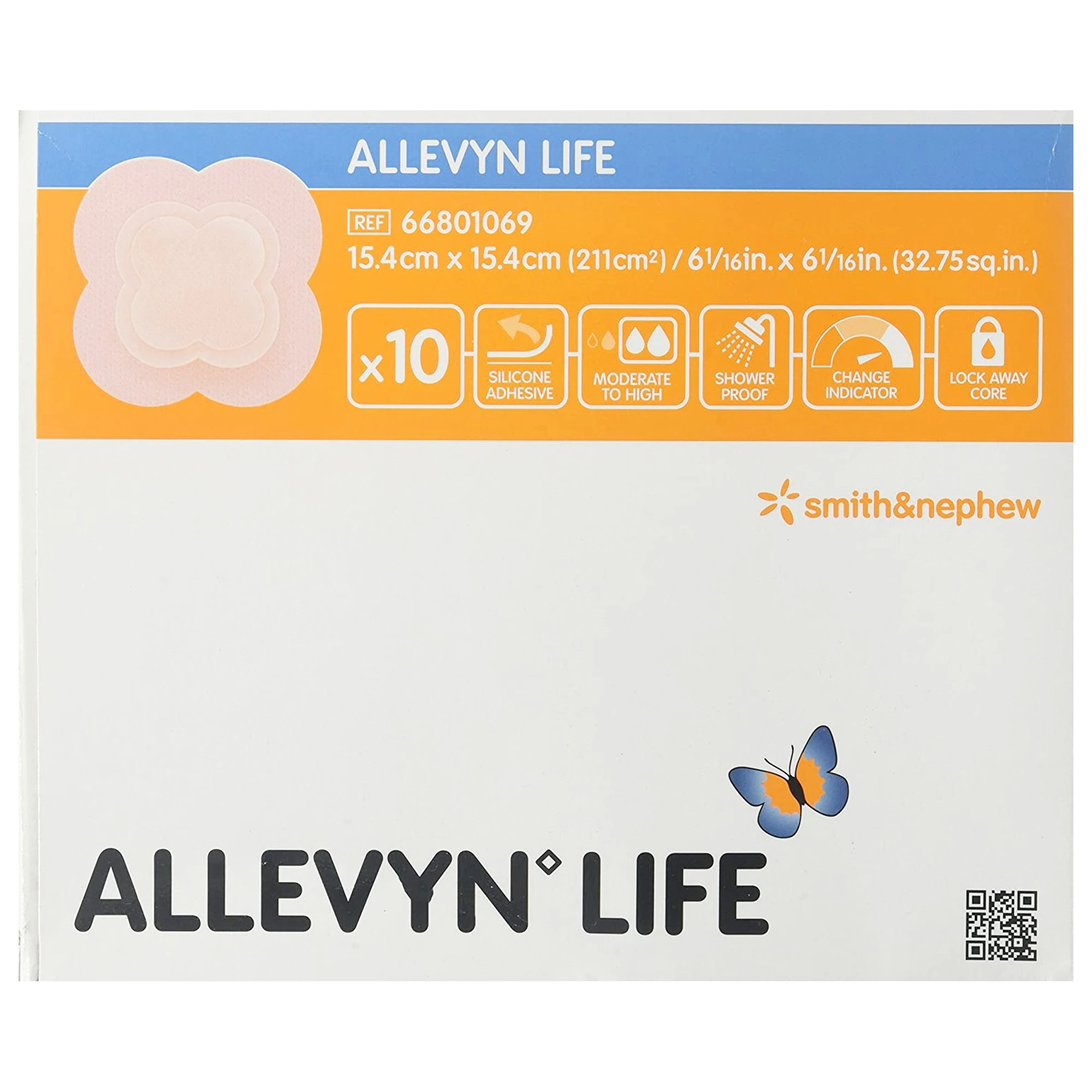 Allevyn Life Silicone Foam Multi-Purpose Dressing, 6-1/16 x 6-1/16", Sterile, Adhesive, Absorbent