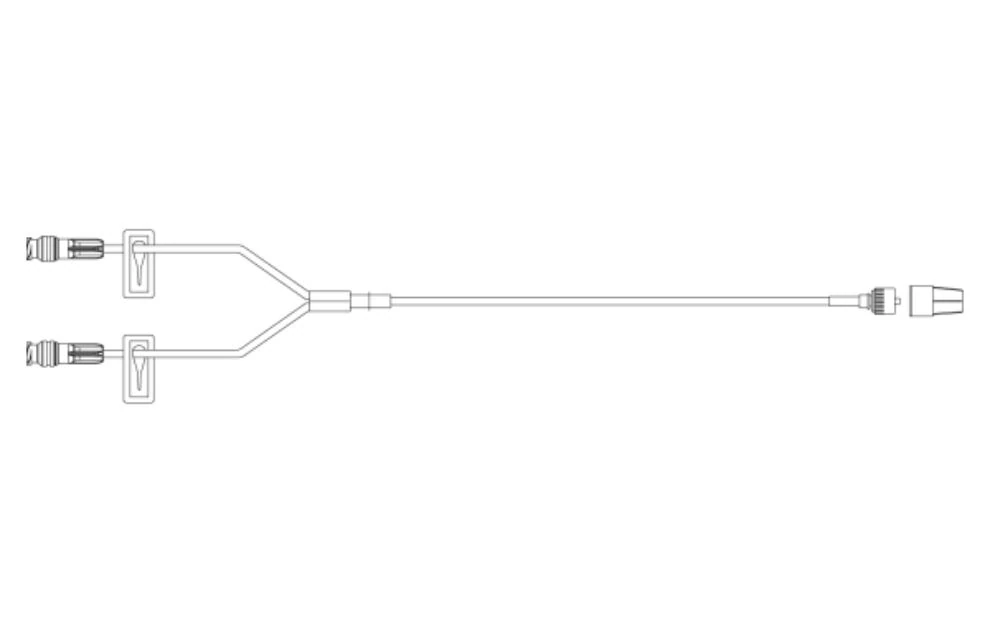 Carefusion IV Extension Set, Needleless, Small Bore, 9" Spin Male Luer Lock, 2 Y-Injection Sites, 2 Slide Clamps, 100/Case