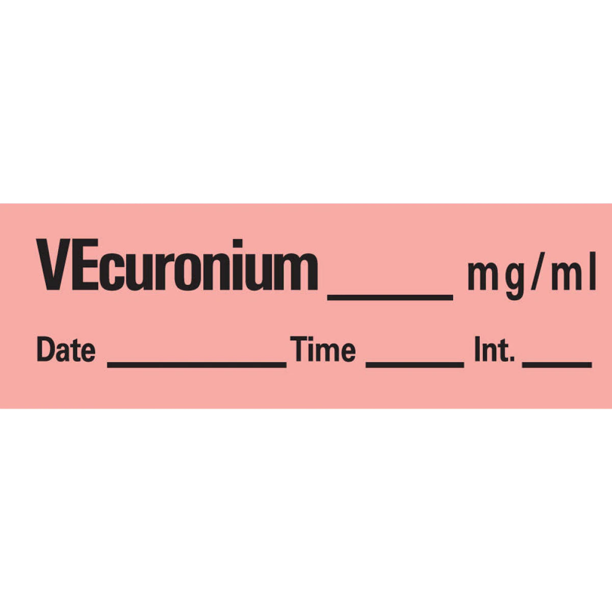 Precision Dynamics Anesthesia Tape Label, Vecuronium mg/mL, Fluorescent Red, 1/2" x 500", 1 Roll
