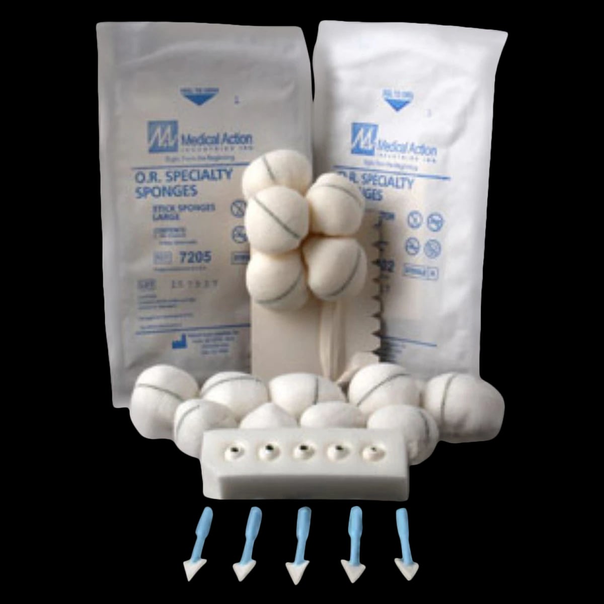 Kittner Cotton Dissector Sponge, 1/4 x 9/16", Sterile, X-Ray Detectable, Cube, Latex-Free