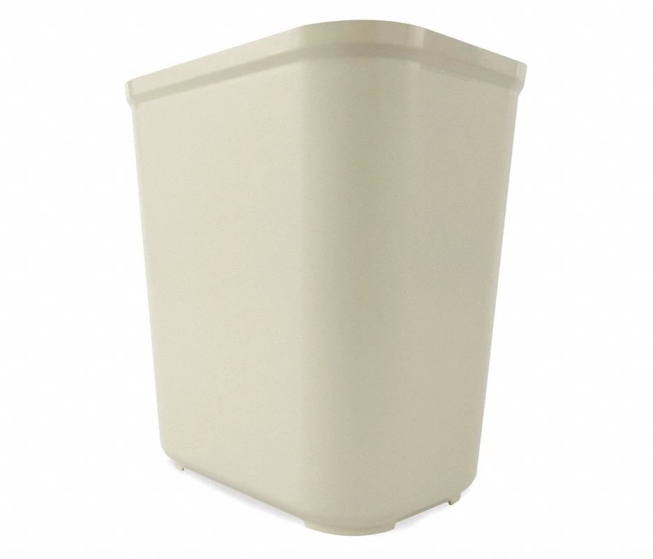 Rubbermaid Fire-Resistant Wastebasket, Beige, No Lid, Each