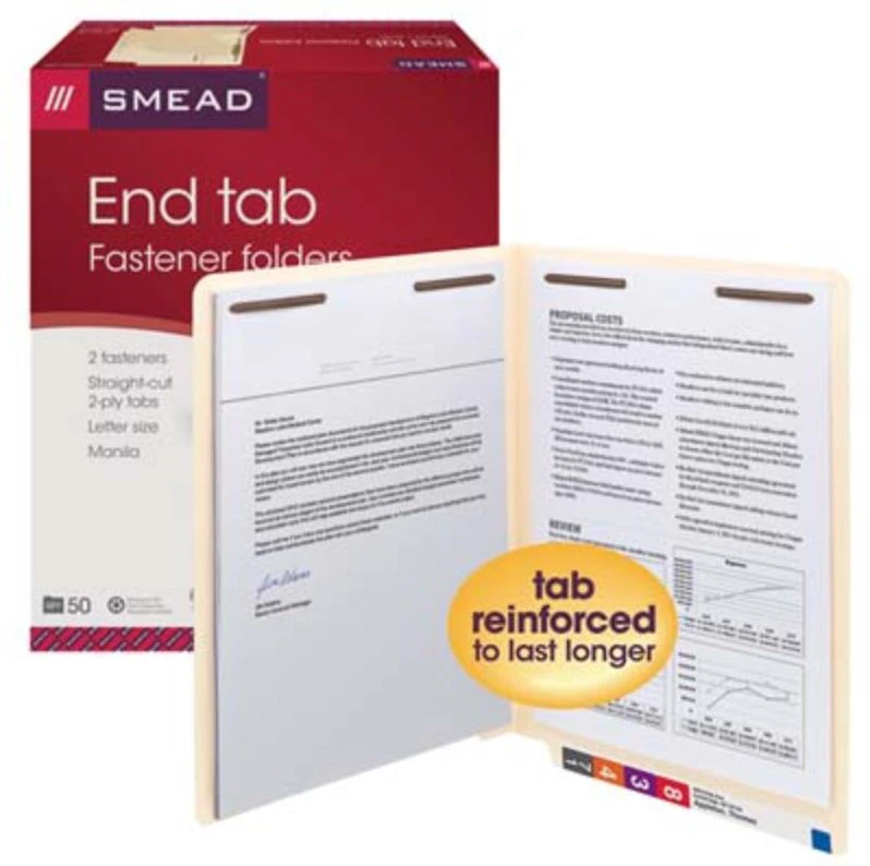 S&W Manufacturing End Tab File Folder, Letter Size, Manila, 50/Box