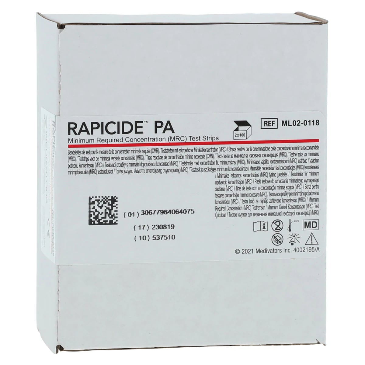 Steris Rapicide PA Test Strips, 200/Box