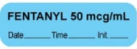 Precision Dynamics Anesthesia Label, Fentanyl 50 mcg/mL, Blue, 1-1/2" x 1/2", 1000/Roll