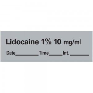 Precision Dynamics Lidocaine 1% (10 mg/ml) Labels, Gray, 333 Count per Roll, 1 Roll