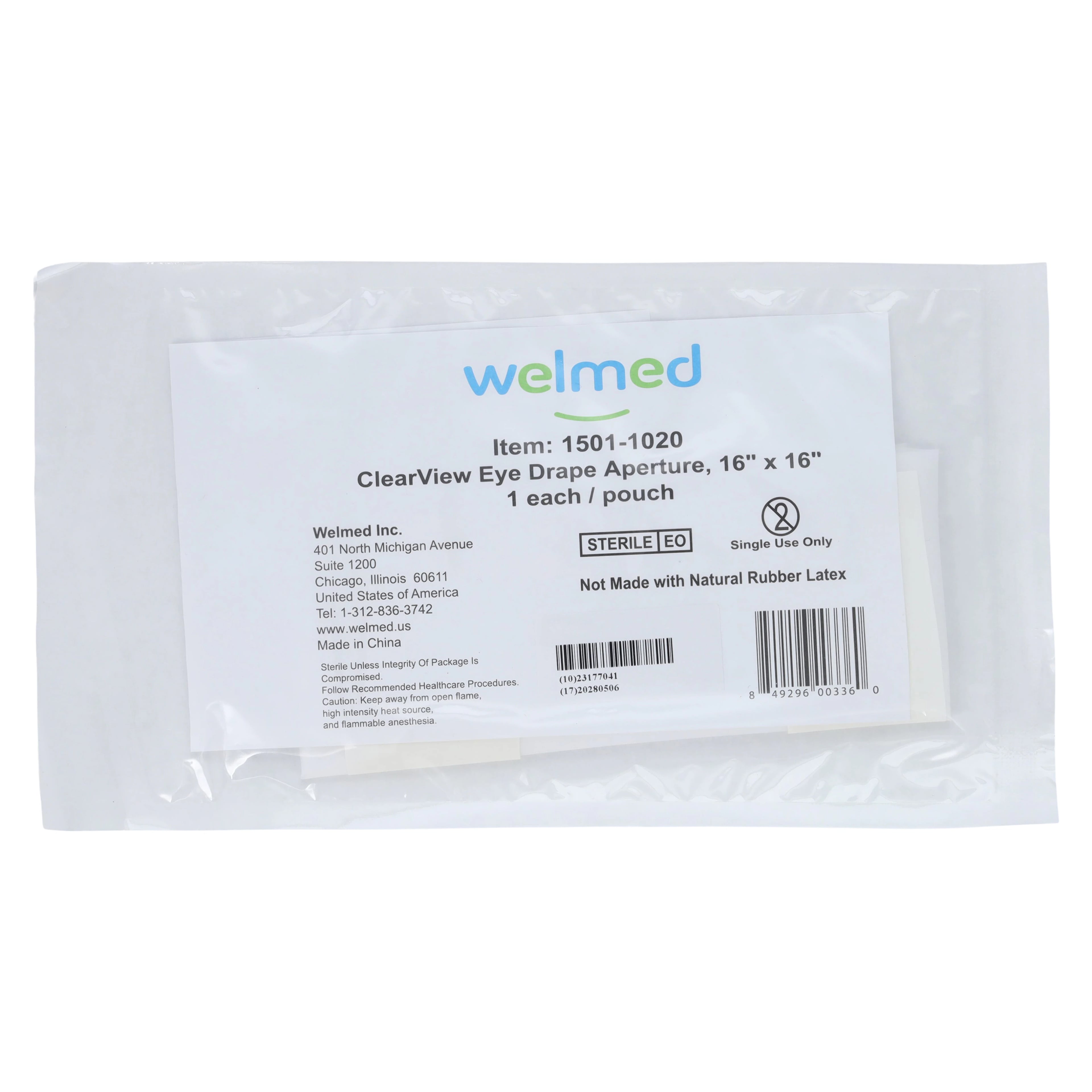 Welmed ClearView Sterile Surgical Drape, Fenestrated, 16x16" (Eye/Aperture)