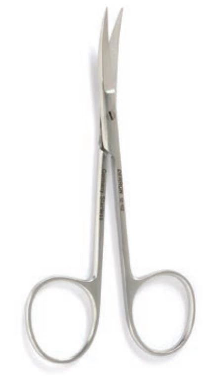 Derron Surgical Instruments Iris Scissors, Curved, 4-1/2" Stainless Steel, Each