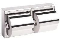 Bobrick Bright Polished Stainless Steel Double Roll Toilet Tissue Dispenser, Surface Mount, 2.375 in x 6.1875 in