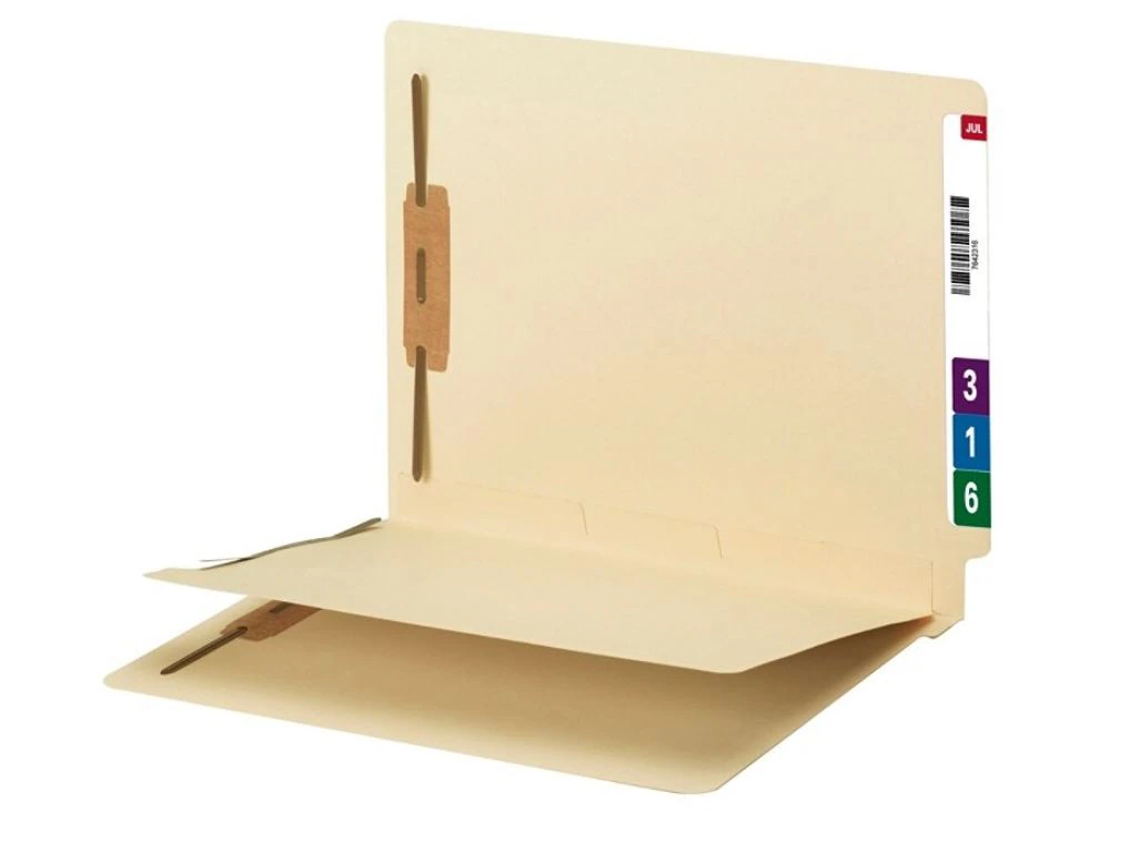 Smead Shelf-Master Fastener Folder with Divider, Letter Size, Manila, 50/Box
