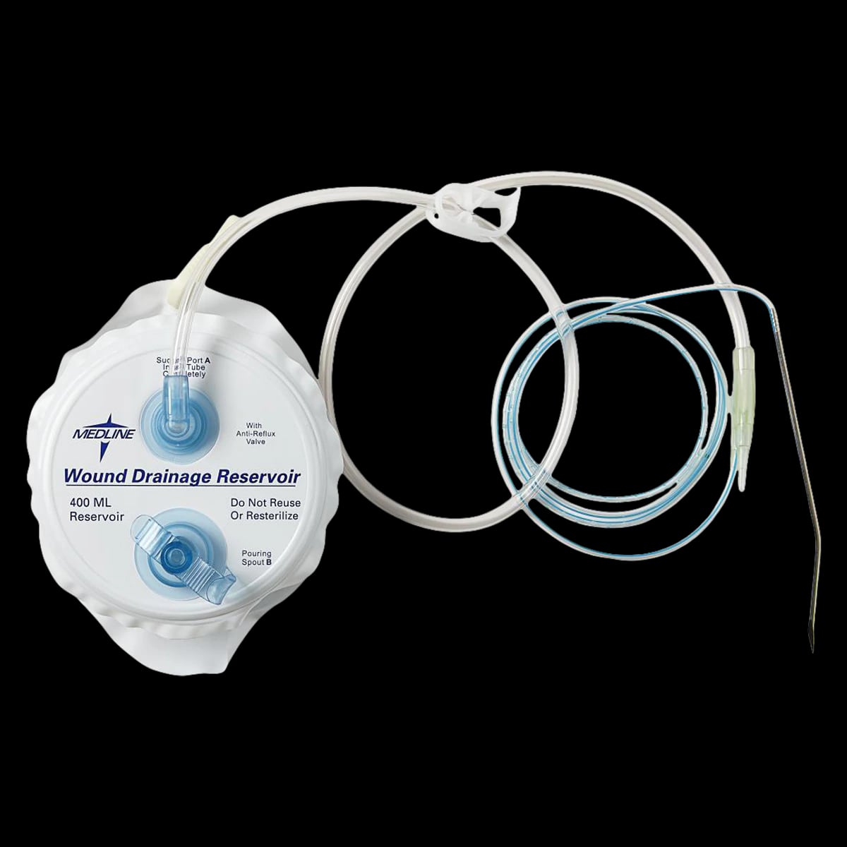 Medline Silicone Evacuator Wound Drain Kit, 19Fr, Round Tip