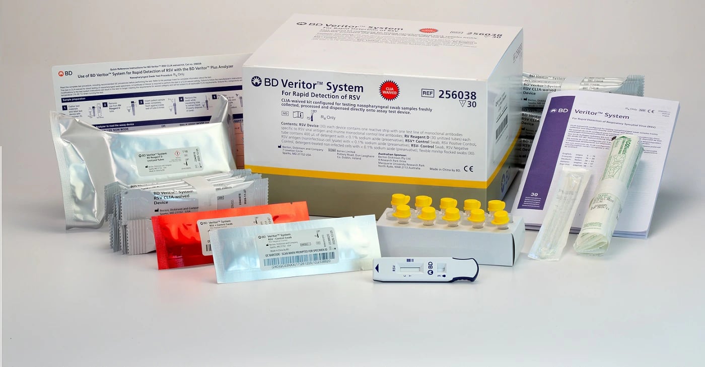 BD Veritor System Rapid RSV Test Kit, CLIA Waived, 30 Tests/Box