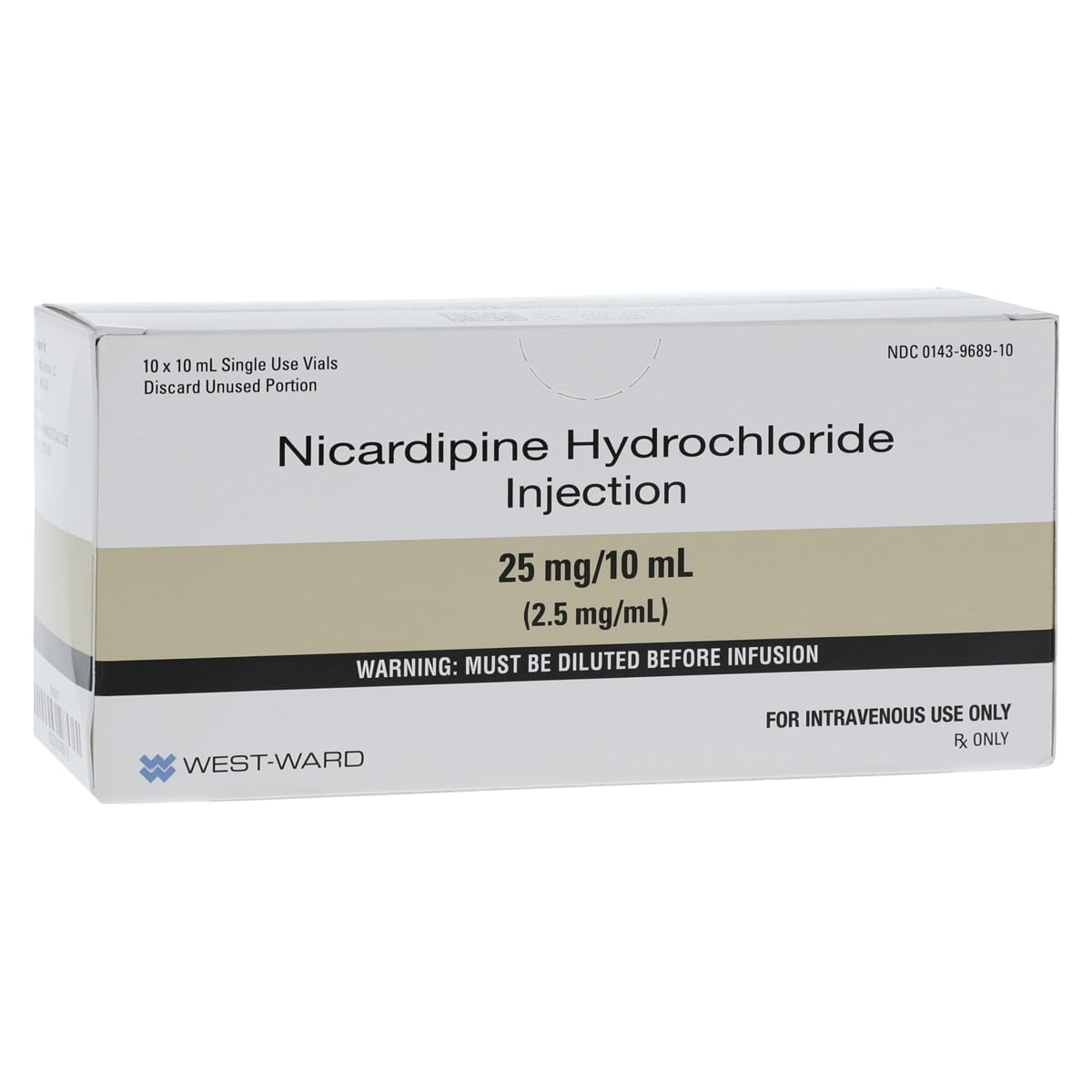 Nicardipine HCl Injection 25mg/mL, Single Dose Vial, 10mL, 10/Package
