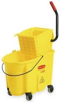 Rubbermaid WaveBrake 2.0 Janitorial Side-Press Bucket and Wringer, 35 Quart, Yellow