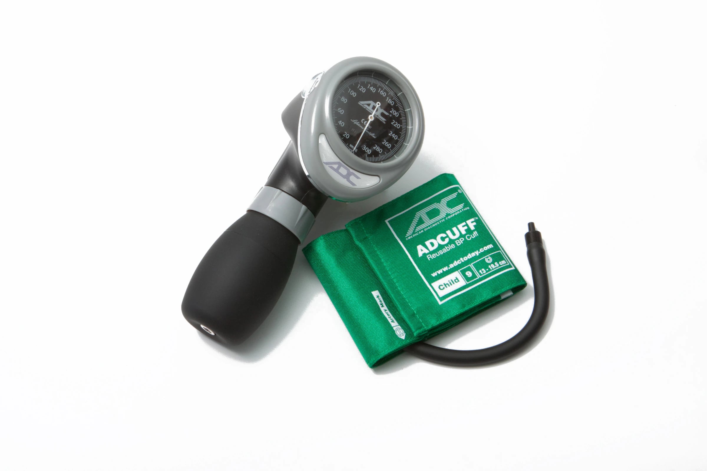 American Diagnostic Diagnostix Palm Aneroid Sphygmomanometer, Size 9, Green, Latex-Free, Model 703