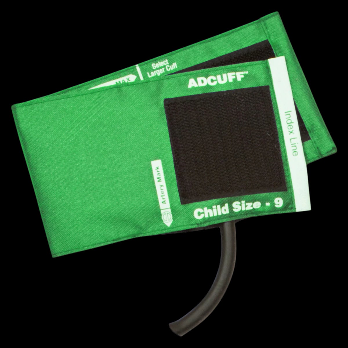 ADC Adcuff Blood Pressure Cuff & Bladder, 1-Tube, Size 9, Green, Latex-Free, for Palm Style Instruments