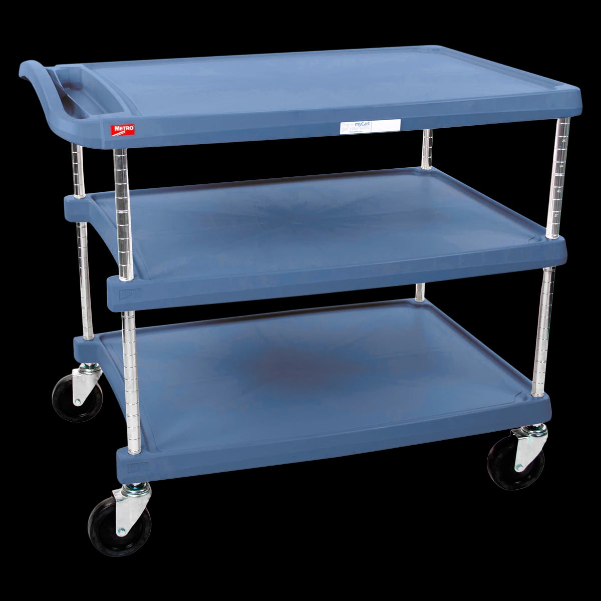 InterMetro Industries 3-Shelf Utility Cart, Blue
