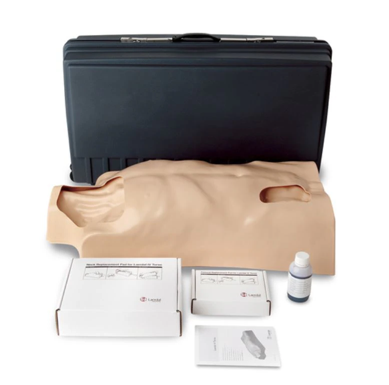 Torso IV Training Manikin, Light Skin, Male Adult, with Veins, Pulse Bulb, Carrying Case, Simulated Blood Bottle, and IV Pads (Nasco Healthcare)
