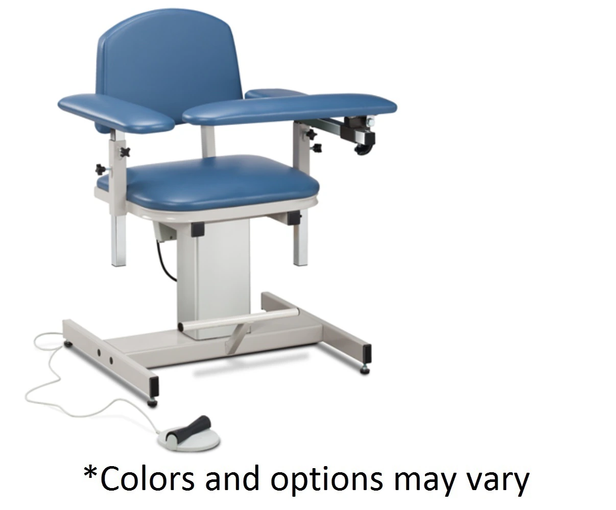 Clinton Industries Power Series Electric Upholstered Blood Draw Chair, Powder-Coated Steel Frame, 375 lb Capacity