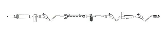 B. Braun Caresite IV Extension Set, 15 Drops/mL, 123" with Spin-Lock Connector, Universal Spike, Slide/Roller Clamp, Check Valve, 3 Caresite LAD Valves, Sterile, Clear, 24/Case