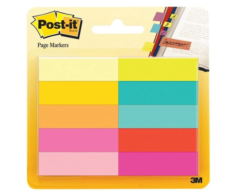 Post-it Flags, 1/2 in x 1 3/4 in, Assorted Colors, 50 Flags/Pad, 10 Pads/Pack