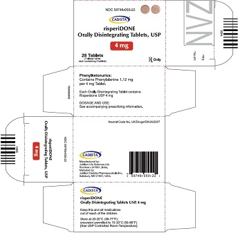 Risperidone Orally Disintegrating Tablets 4 mg, Unit Dose, 28/Package, Cadista Pharmaceuticals