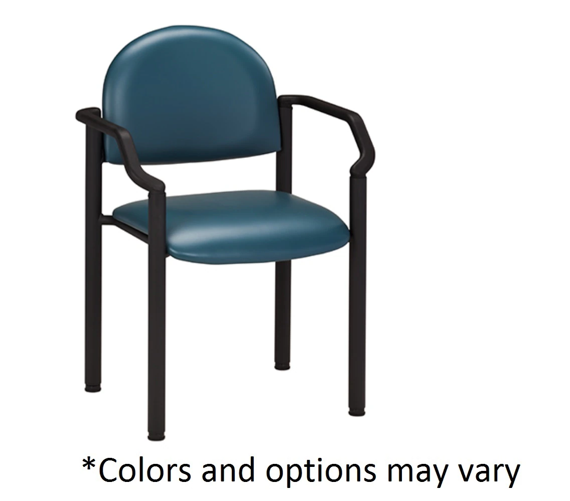 Clinton Industries Side Chair, Black Frame with Arms, Plywood Seat
