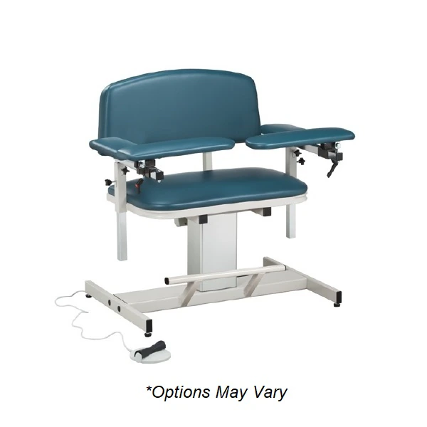 Clinton Industries Power Series Blood Draw Chair, Powder-Coated Steel Frame, 375 lb Capacity, Specify Color