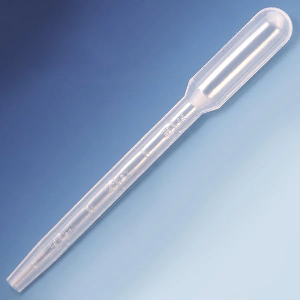 Globe Scientific Transfer Pipet, PE, Wide Bore, Molded Graduations, 125mm, Large Bulb, Non-Sterile, Disposable, Clear, 500/Box