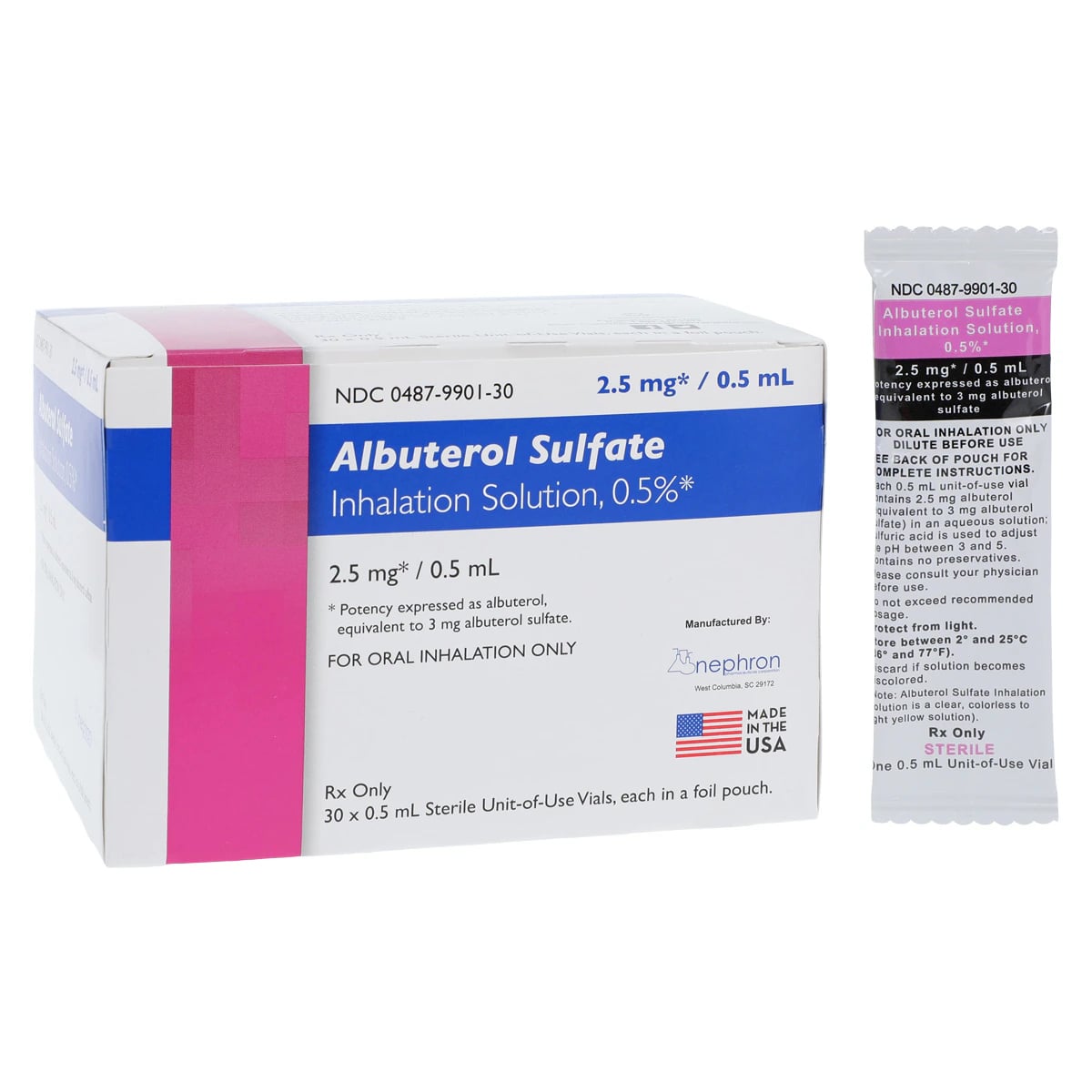Albuterol Sulfate Inhalation Solution 0.5% Vial, 0.5mL, 30/Package