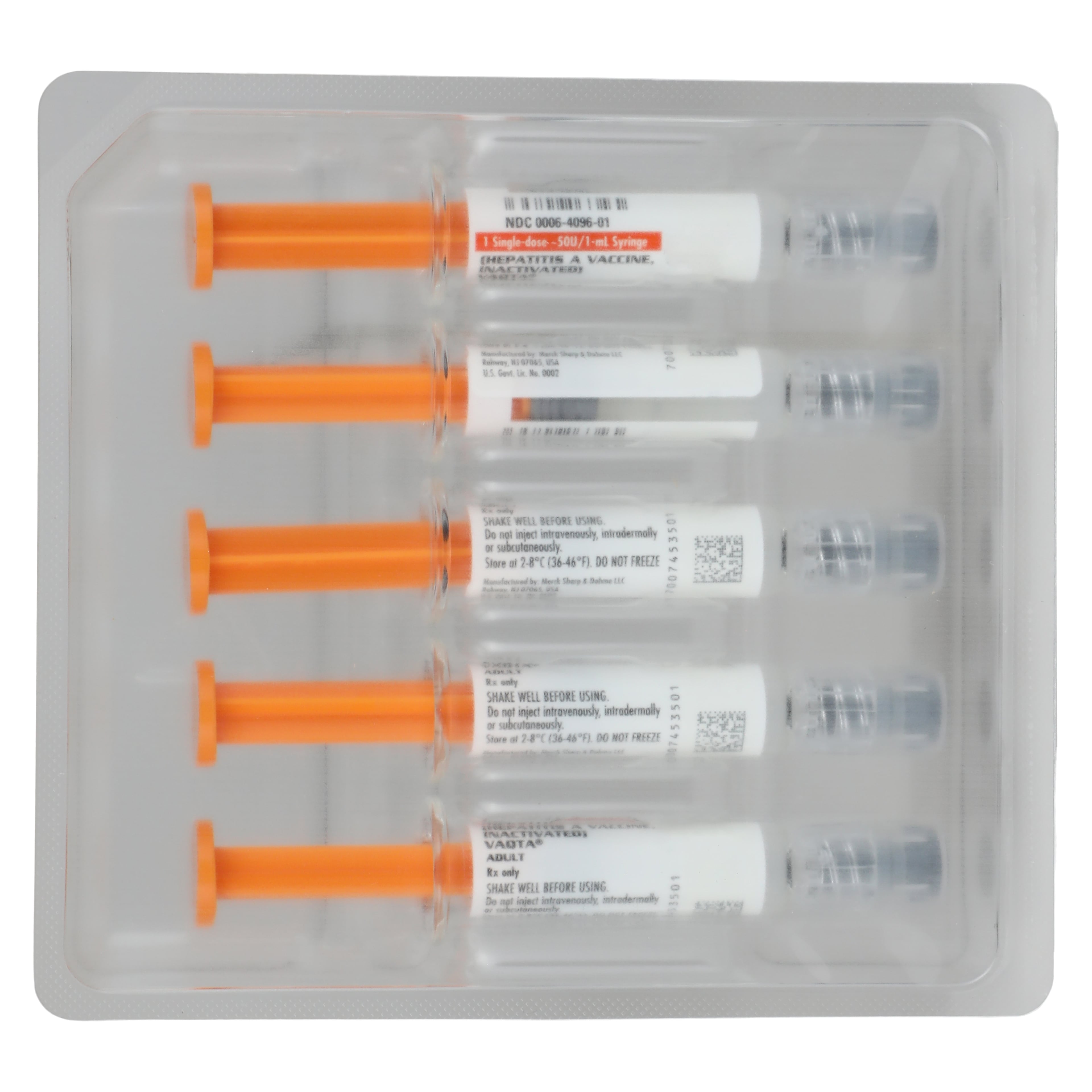 Vaqta Hepatitis A Adult Injectable, 50U, PFS, 1mL, 10/Package
