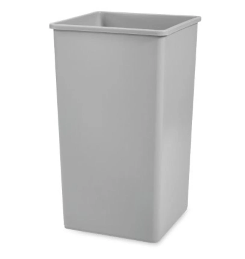 Untouchable Square Trash Container, Resin, No Lid, Gray, 4/Case